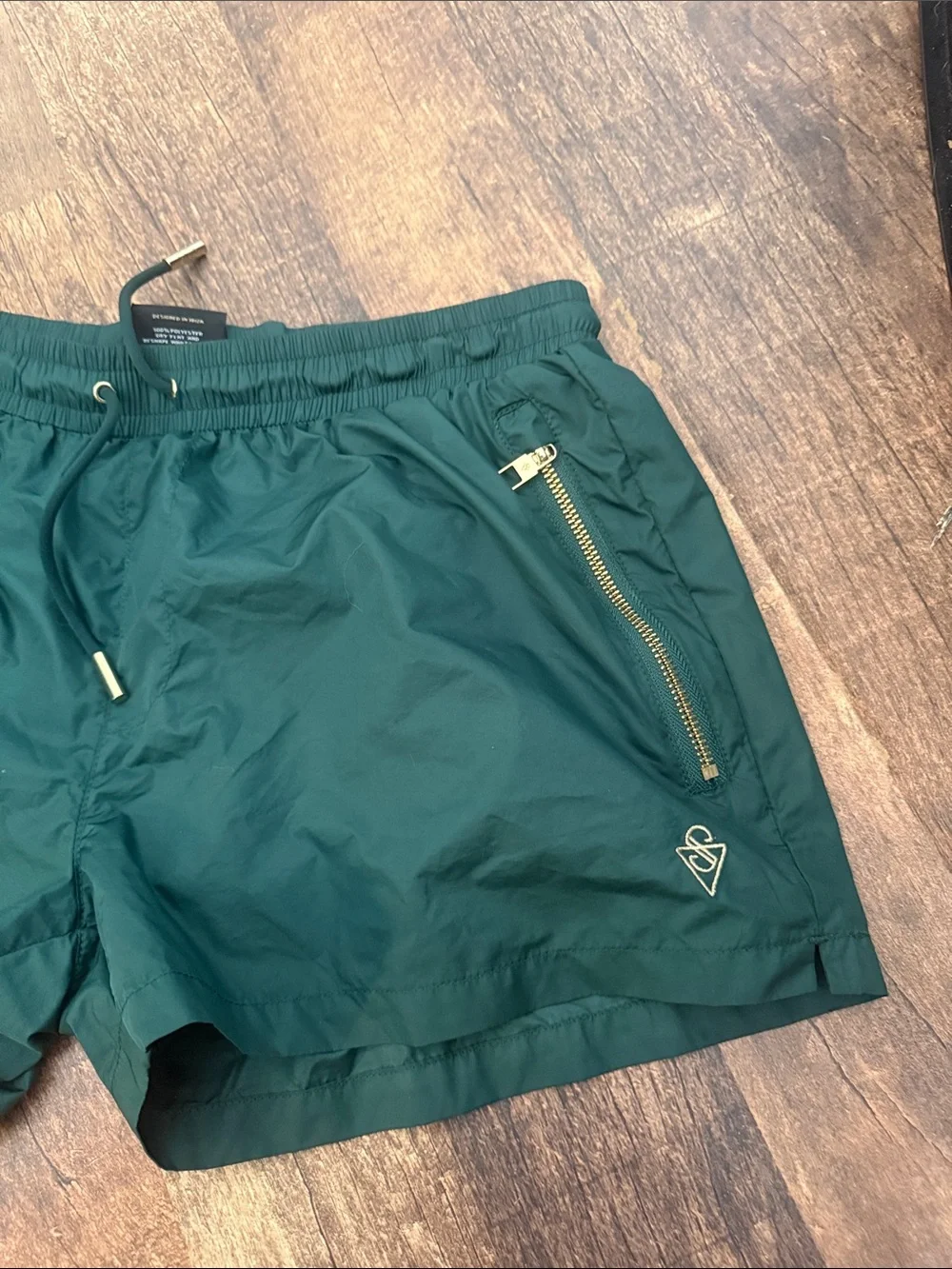 Sink Signature Swim Shorts with Zip Pocket Forest Green